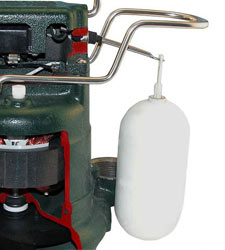 a sump pump switch closeup on a Zoeller&reg; pump