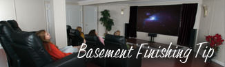 a waterproofed basement that has been finished into a family room in Avon 